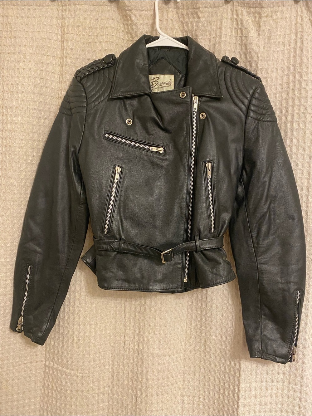Black Leather Biker Jacket for Women